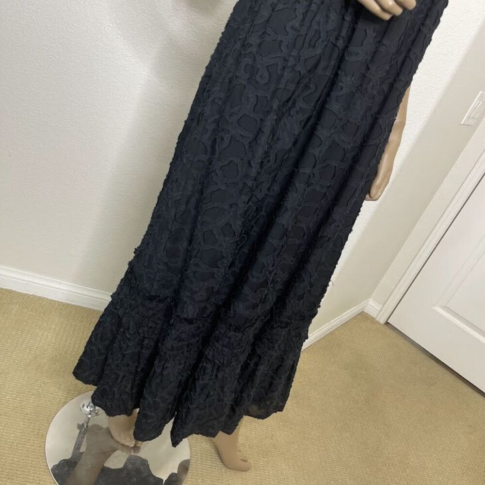 Club Monaco Black Maxi Dress 2 Dark Feminine Romantic Sheer Textured Evening - Picture 3 of 14